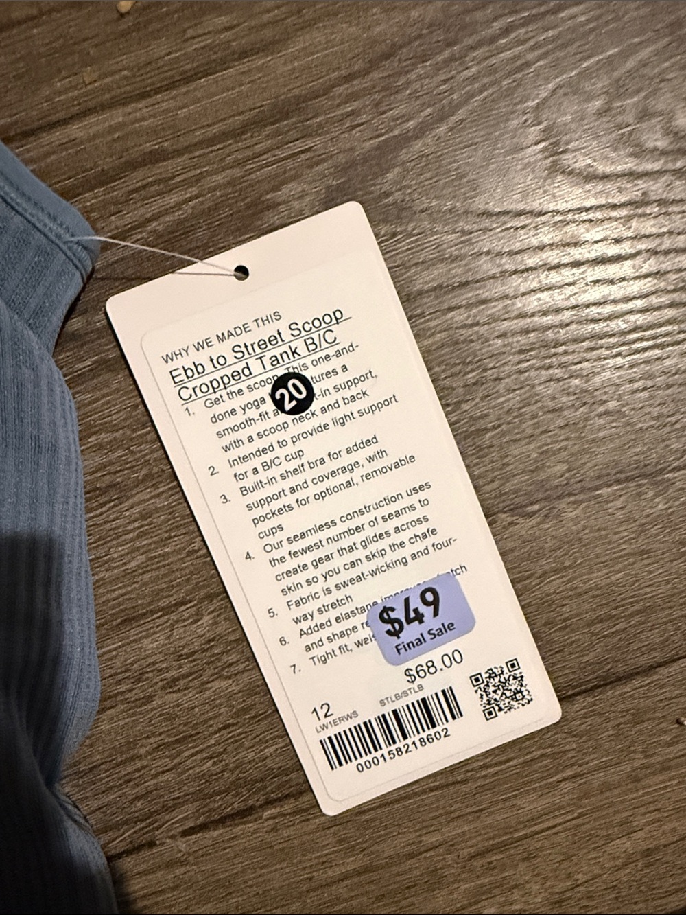 lululemon athletica Dusty Blue Ribbed Scoop Cropped Tank - Picture 2 of 5